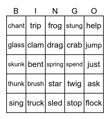 Blends Bingo Card