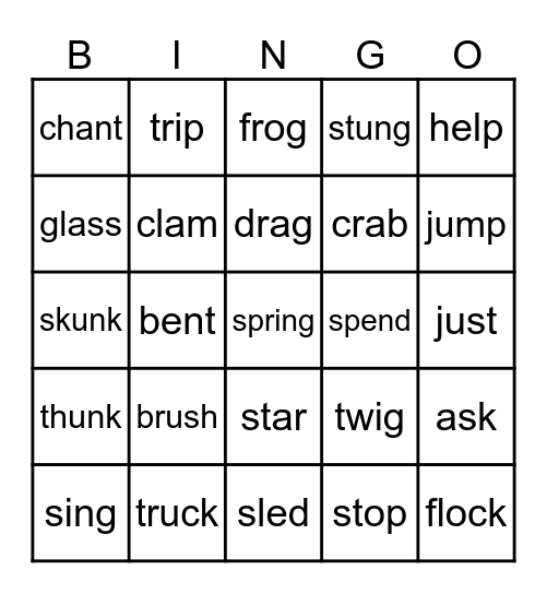 Blends Bingo Card