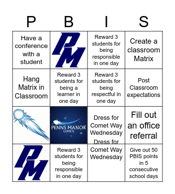 PBIS TEACHER BINGO Card