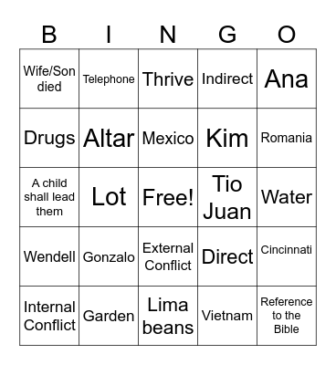 Seedfolks Bingo Card