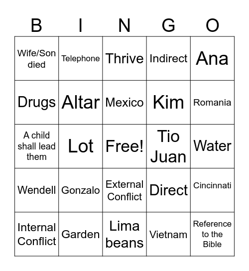 Seedfolks Bingo Card