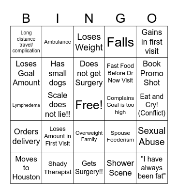 My 600 lb Life Bingo Card
