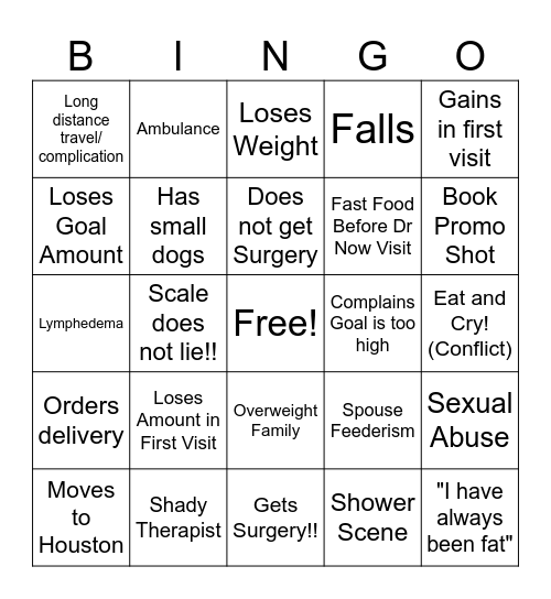 My 600 lb Life Bingo Card