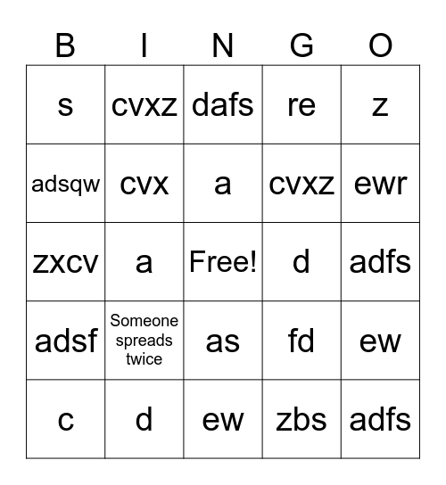 CAKE PARTY Bingo Card