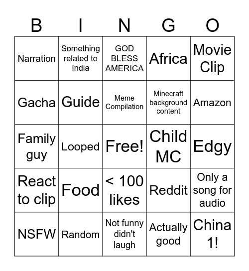 Untitled Bingo Card