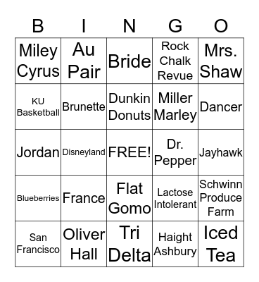 Anna Bingo Card