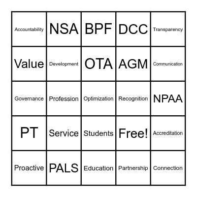 CPA Bingo! Game 1 Bingo Card