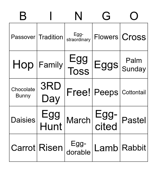 Easter Bingo 2024 Bingo Card