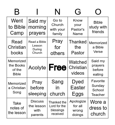 Christian Bingo Card Bingo Card