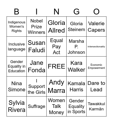 W+A: IWD 2024 Bingo Card