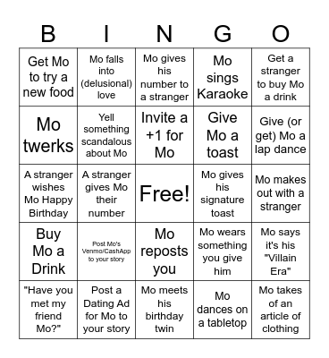 Mo-Ingo! Bingo Card
