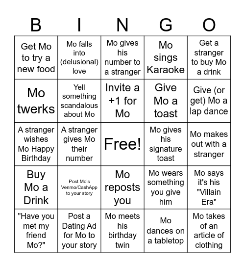 Mo-Ingo! Bingo Card
