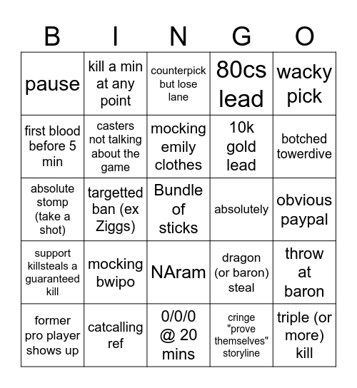 LCS March 8 Bingo Card