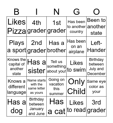 Human Bingo Card