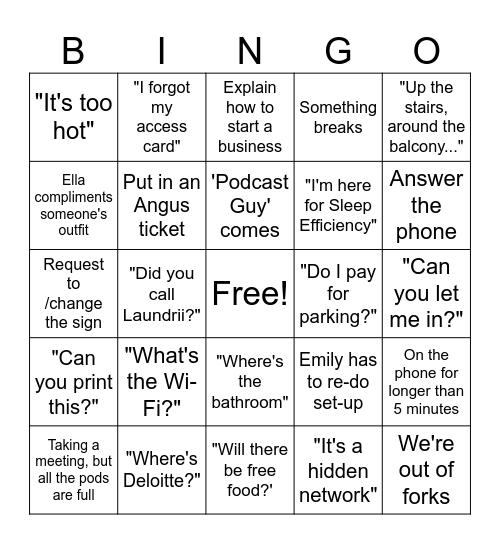 Bayview Bingo Card