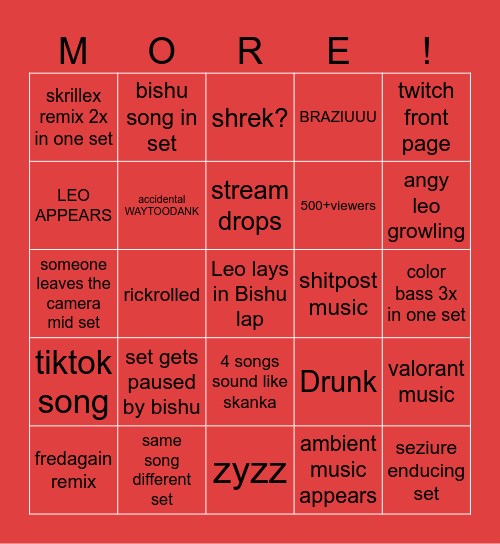 MOREFEST BINGO Card