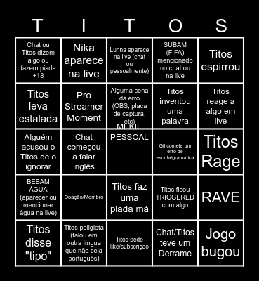 BINGO DO TITOS Bingo Card