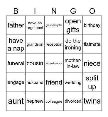 Unit 5 M&I School of English Bingo Card