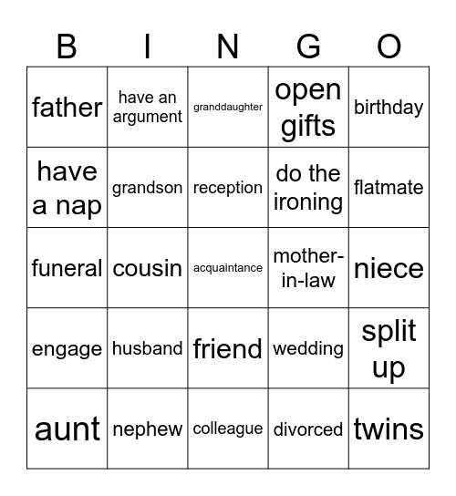 Unit 5 M&I School of English Bingo Card
