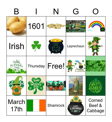 Saint Patrick's Day Bingo Card