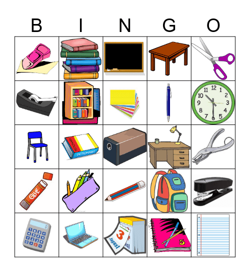Classroom Items ESL Bingo Card