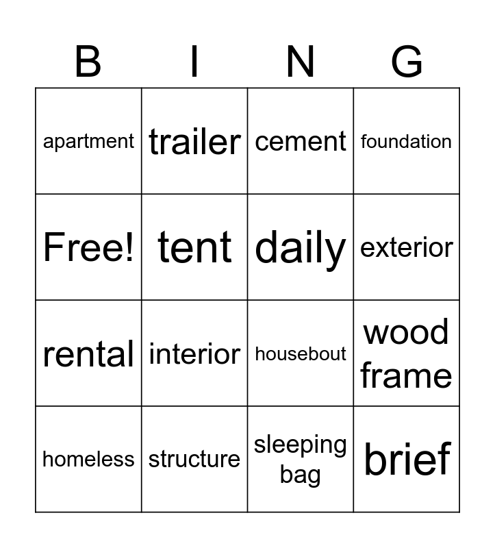 Bingo Week 16 Bingo Card