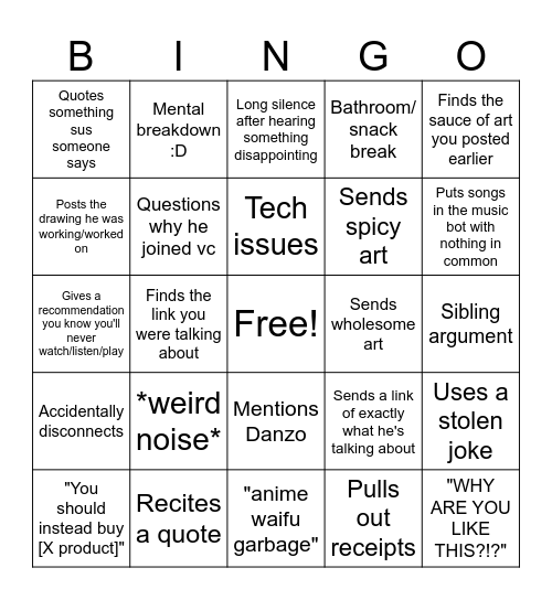 the definitive spamhands vc bingo sheet Bingo Card