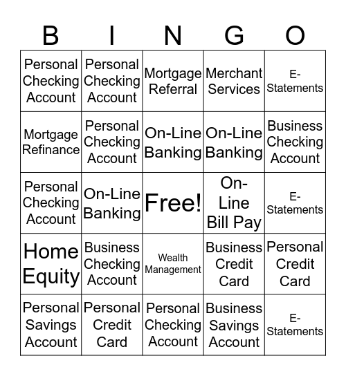 Teller Referral Bingo Card Bingo Card