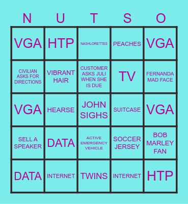 WESTIES BINGO Card