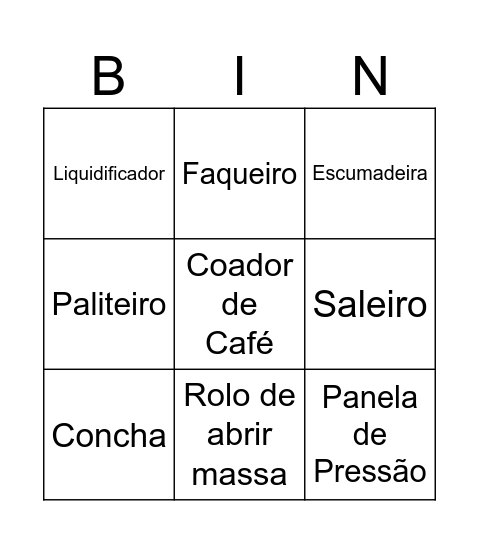 Bingo | Chá de Panela Bingo Card