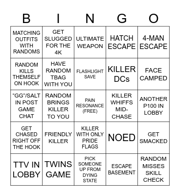 DBD SURVIVORS BINGO Card