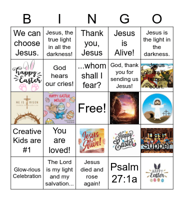 Glow in the Dark Bingo Card