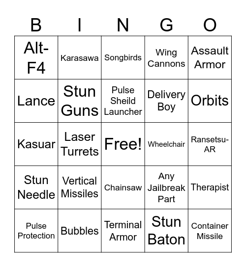 UNRANKED BINGO Card