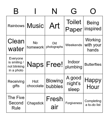 Good Things Bingo Card