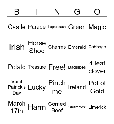 Saint Patrick's Day  Bingo Card