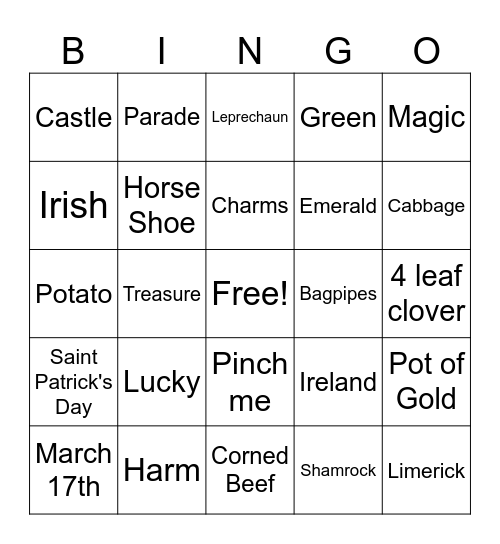 Saint Patrick's Day  Bingo Card