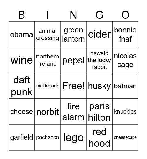 norbit Bingo Card