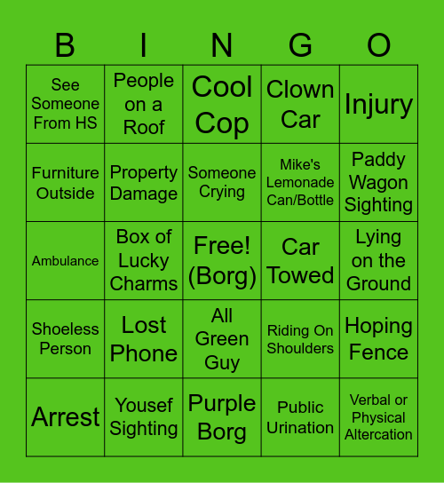 Blarney Bingo Card