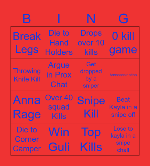 VP's COD BINGO Card