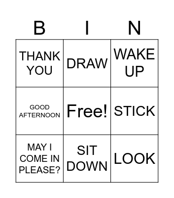 CLASSROOM LANGUAGE Bingo Card