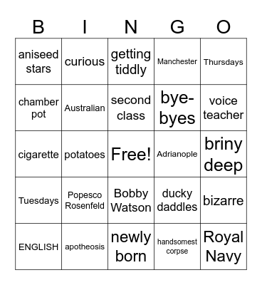BALD SOPRANO Bingo Card