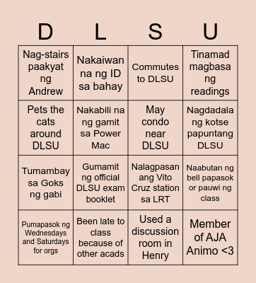 The Lasallian Experience Bingo Card