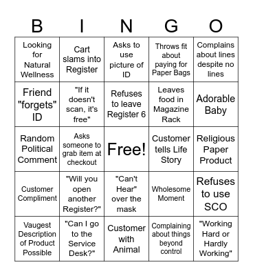 Customer Bingo Card