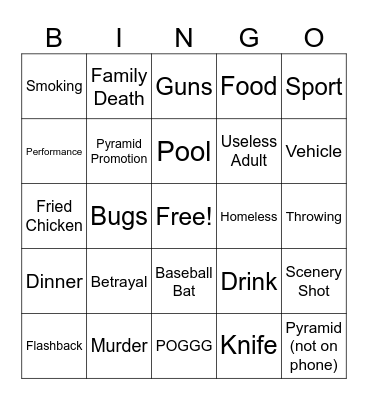 Pyramid Game Ep. 4 Bingo Card
