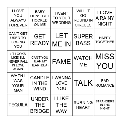 BILLBOARD #8S Bingo Card