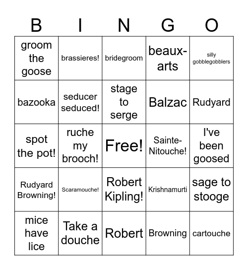 BALD SOPRANO Bingo Card
