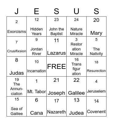 JESUS BINGO Card