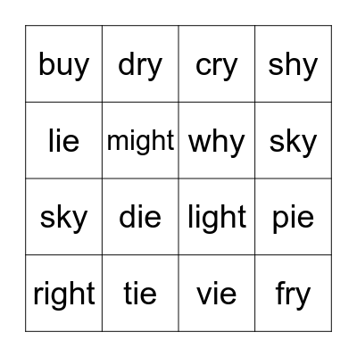 Phonics Bingo Card