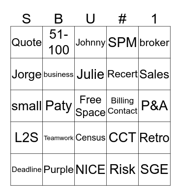 SBU BINGO Card