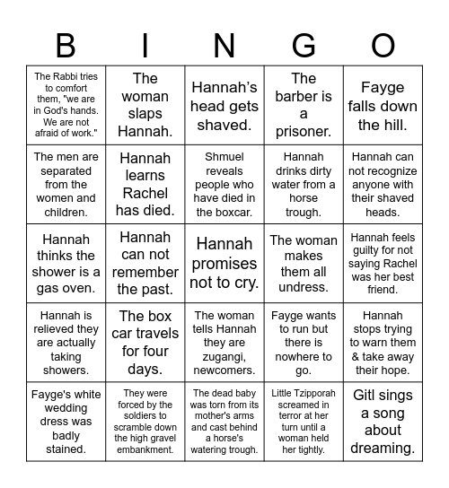 Chapter 11 Bingo Card